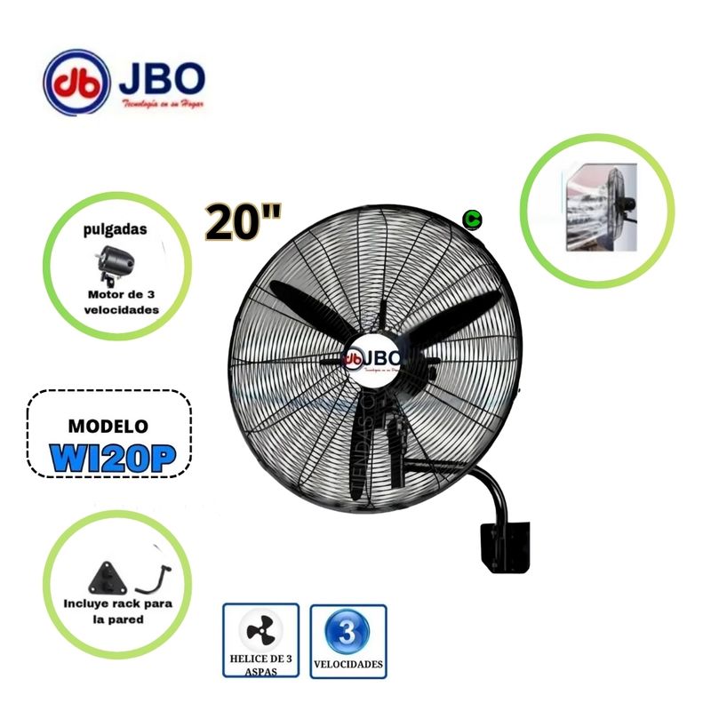 GENERICO - Ventilador De Pared JBO W120P de 20 Pulgadas 130 WATTS