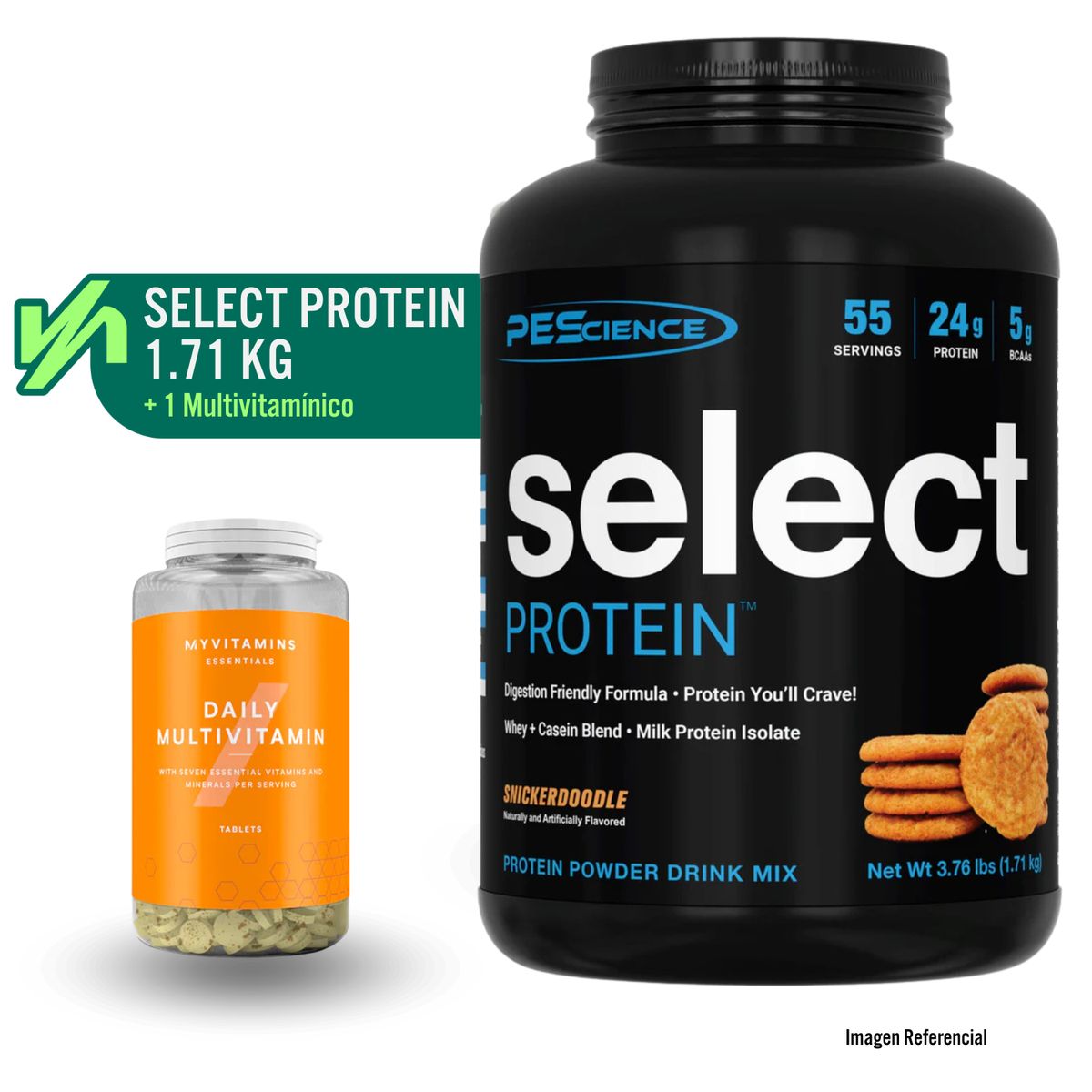 GENERICO - PROTEÍNA SELECT SNICKERDOODLE- PESCIENCE - 55 SERV - MULTIVITAMÍNICO