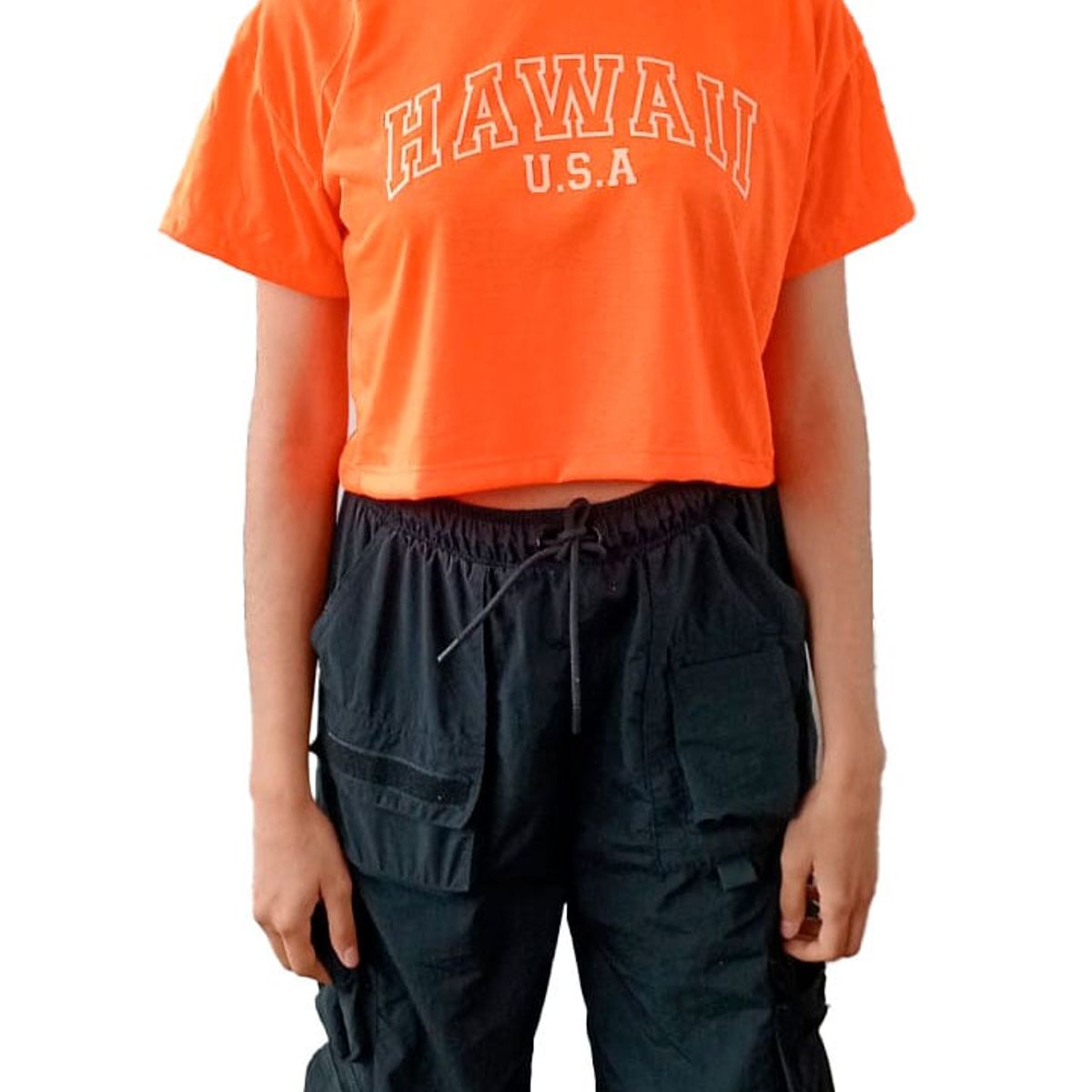 GENERICO - Polo Mujer Crop Top Hawaii - Nathalie Love It - Neón