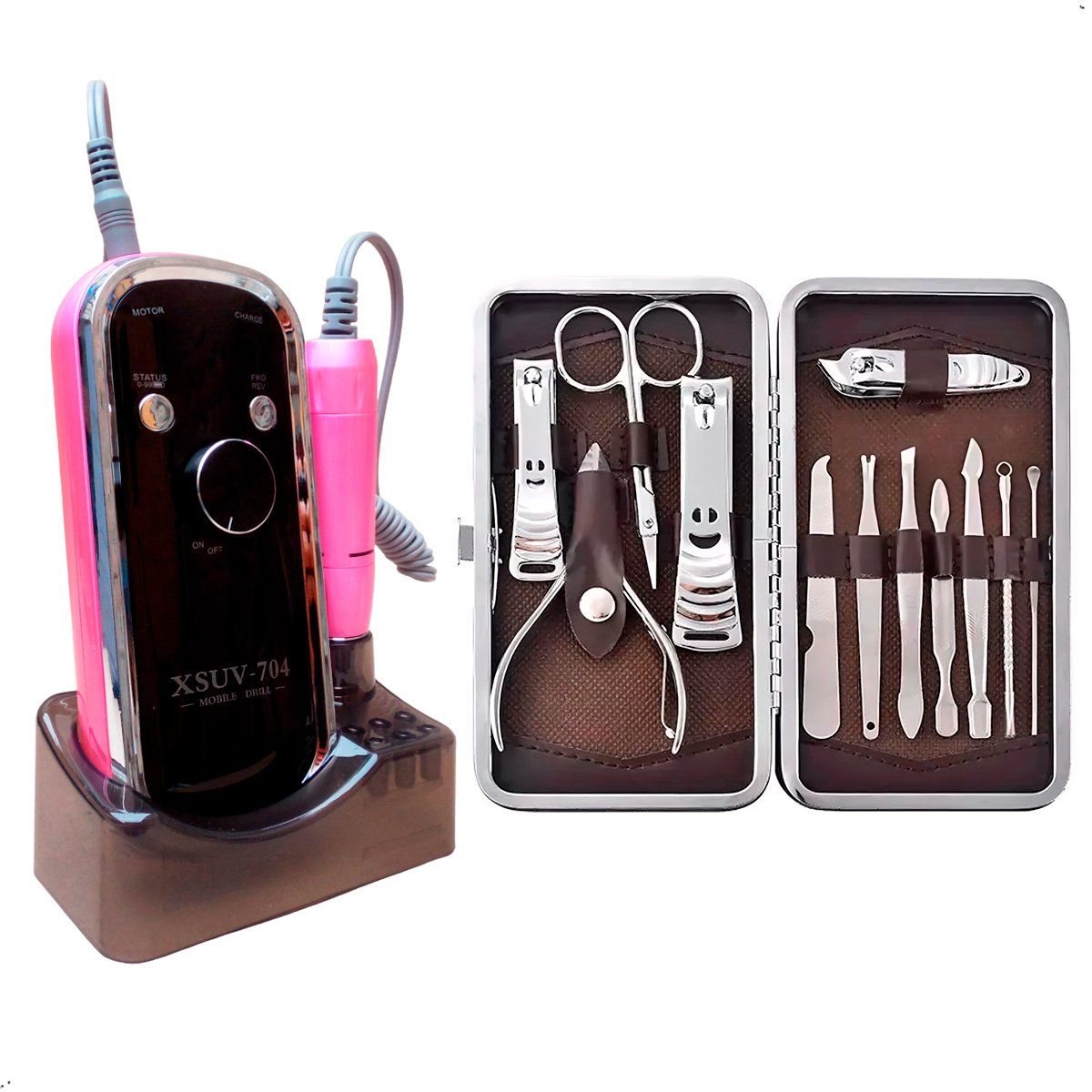 GENERICO - Pulidor De Uñas Eléctrico Portatil y Set de Manicura 12 Pzs