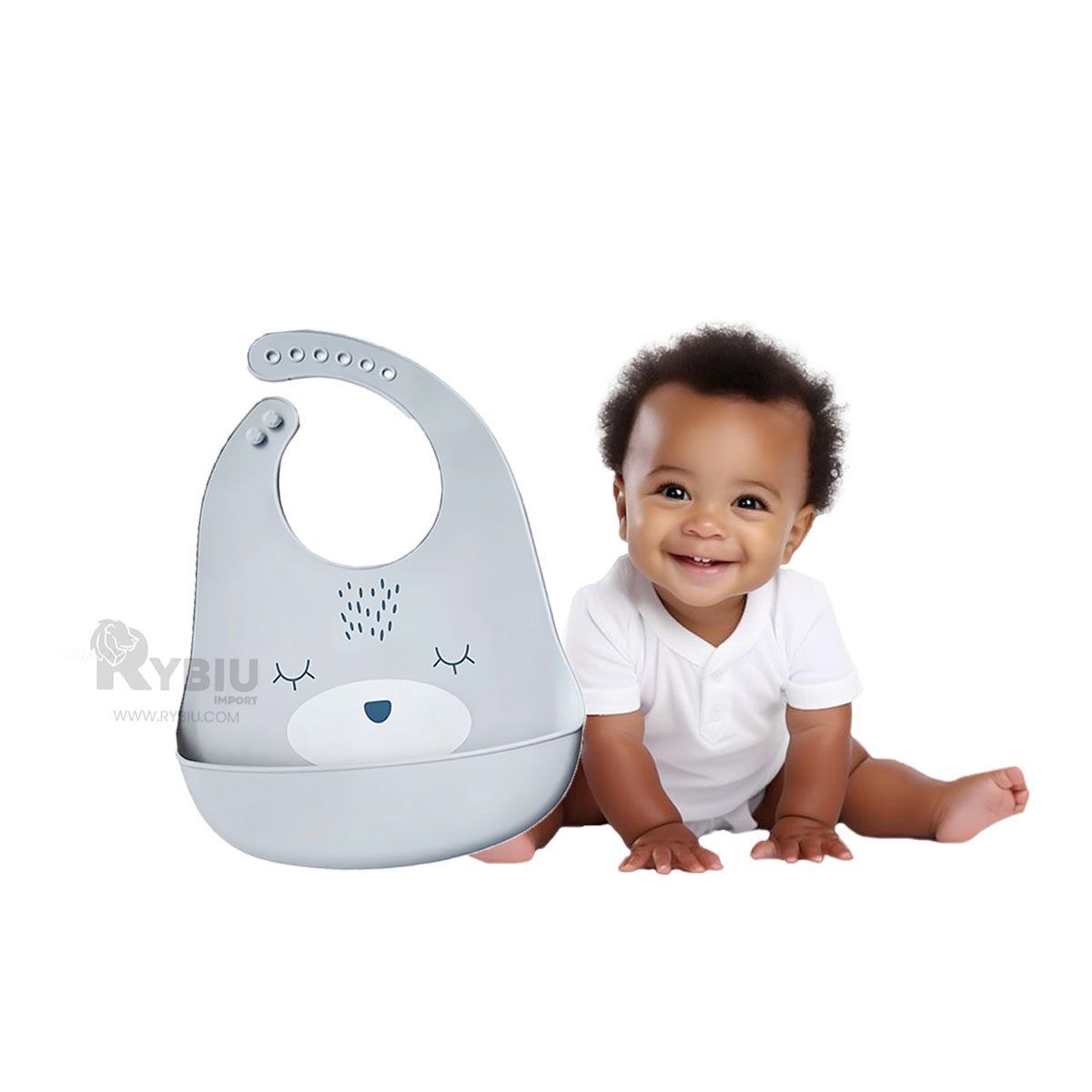 GENERICO - Babero con Cierre de Boton de Color Plomo Y+Regalo Agendita