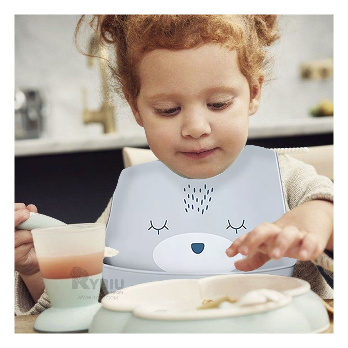 GENERICO - Babero Infantil de Silicona en Plomo Y+Papel de Regalo