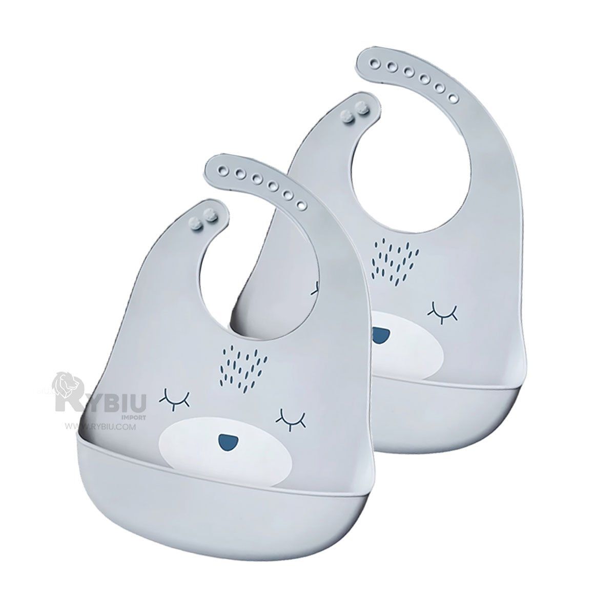 GENERICO - Babero Infantil de Silicona en Plomo Y+Papel de Regalo