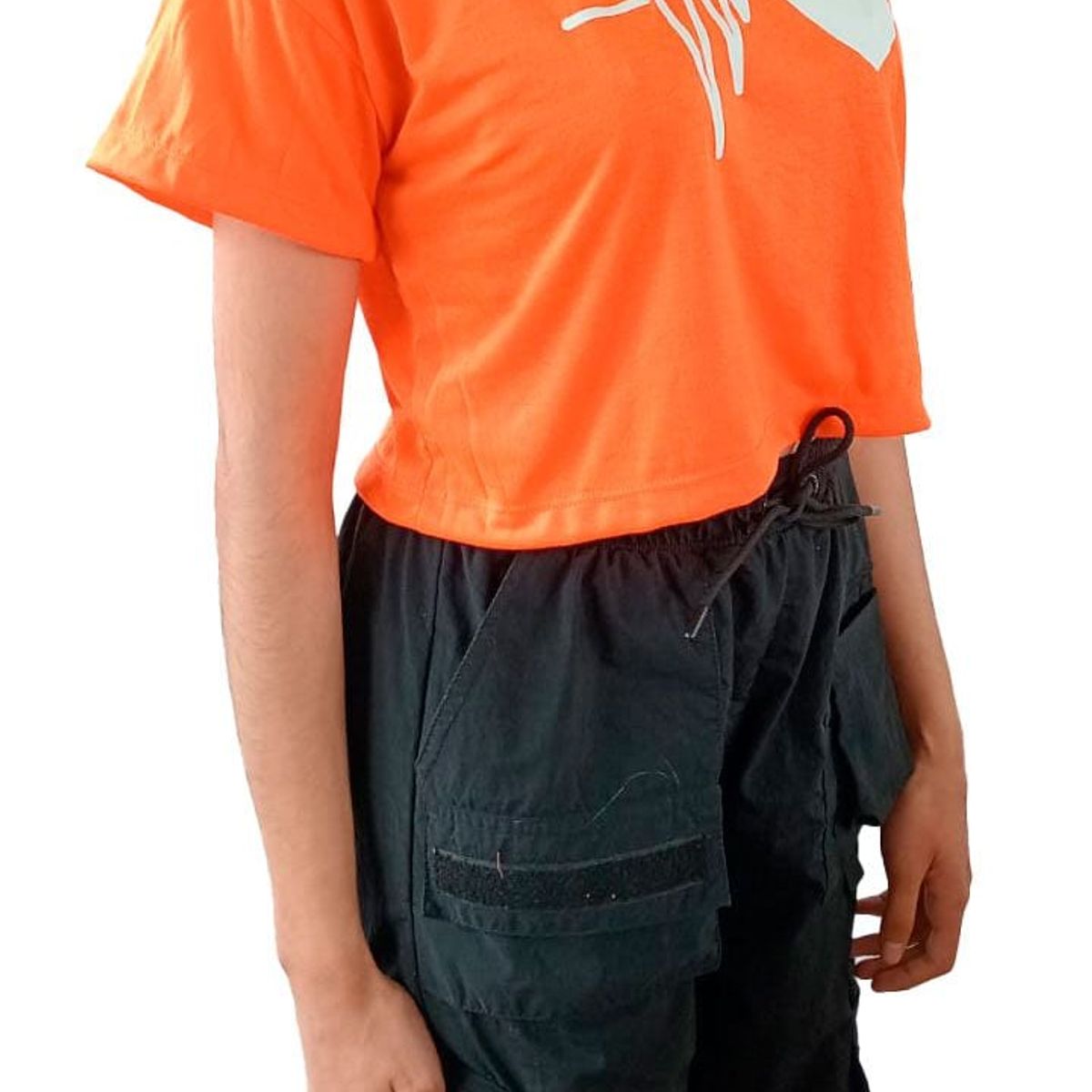 GENERICO - Polo Mujer Crop Top Corazón - Neón