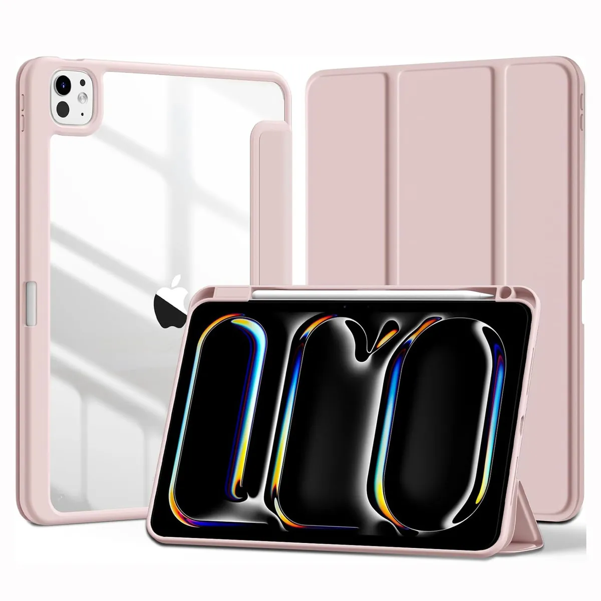 GENERICO - Funda Smart Case para iPad Pro 11 M4 (2024) - ROSA C/TRANSPARENTE