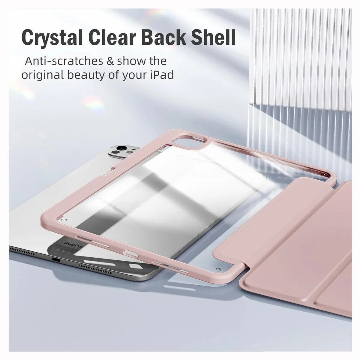 GENERICO - Funda Smart Case para iPad Pro 11 M4 (2024) - ROSA C/TRANSPARENTE