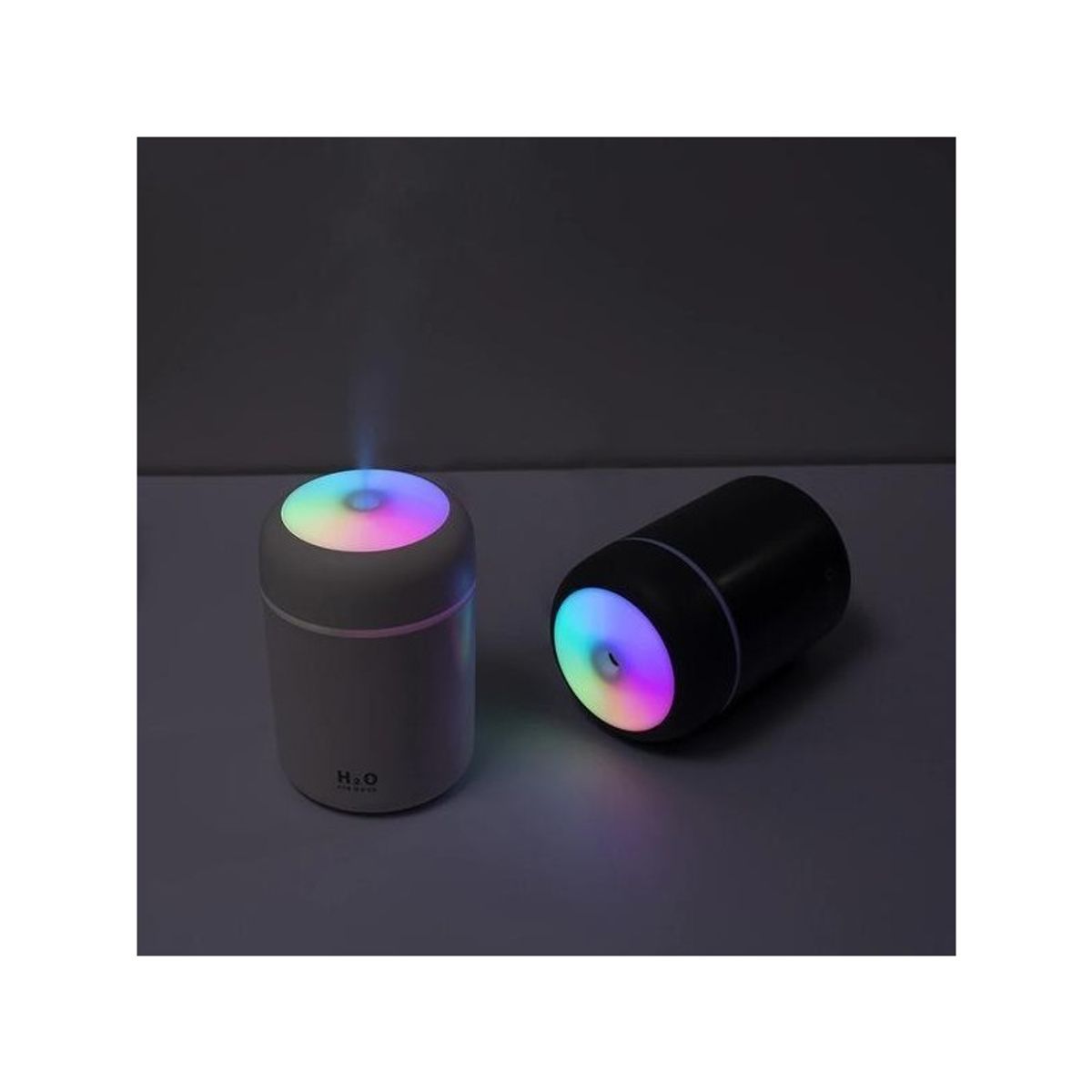 GENERICO - Pequeño humidificador color negro USB con luces + esencia de 12ml