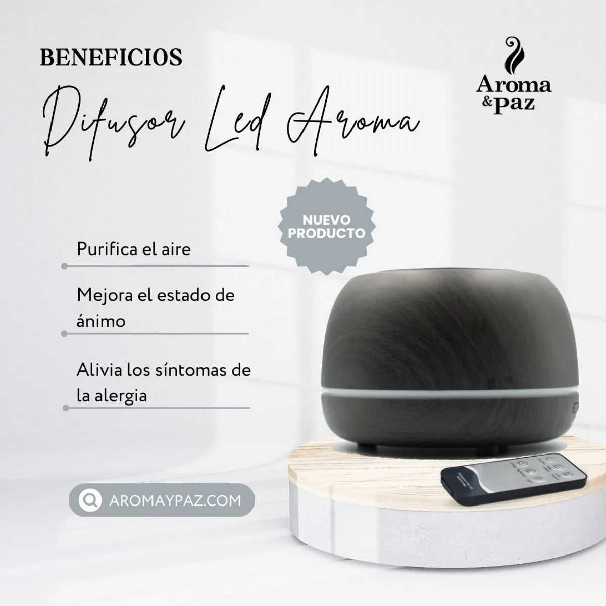 AROMA & PAZ - DIFUSOR DE ACEITES ESENCIALES MAS ACEITE ESENCIAL DE LAVANDA
