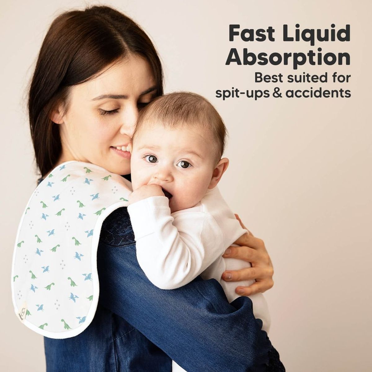 GENERICO - BABITAS DE ALGODON ORGANICO PACK X 5UN - DINO