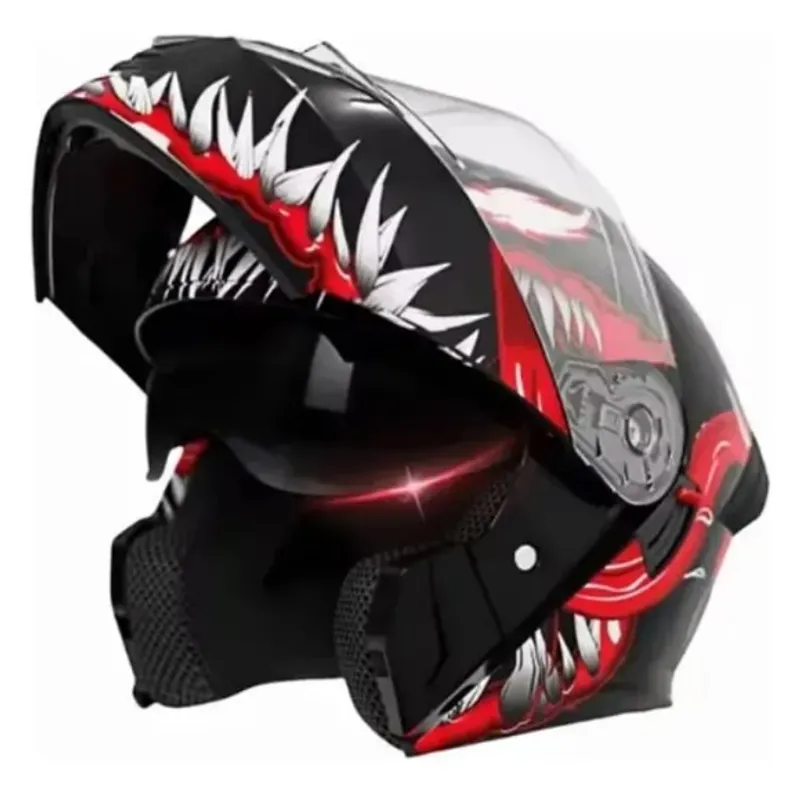 UNIVERSAL - CASCO MOTO DOBLE VISOR ROJO BRILLO ANTIVENOM