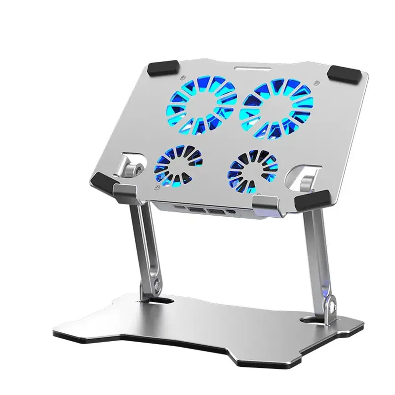 GENERICO - Soporte De Aluminio Con Cooler 4 Ventiladores Leds Tablets Ipad