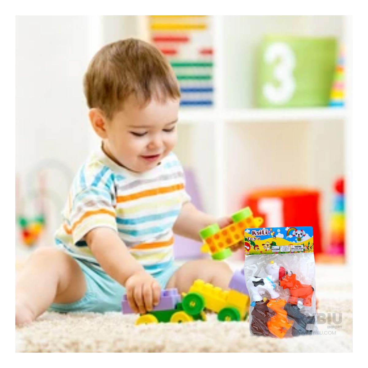 RYBIU IMPORT - Animales para Niños de 5 Unidades Multicolor Y+Gift Stickers