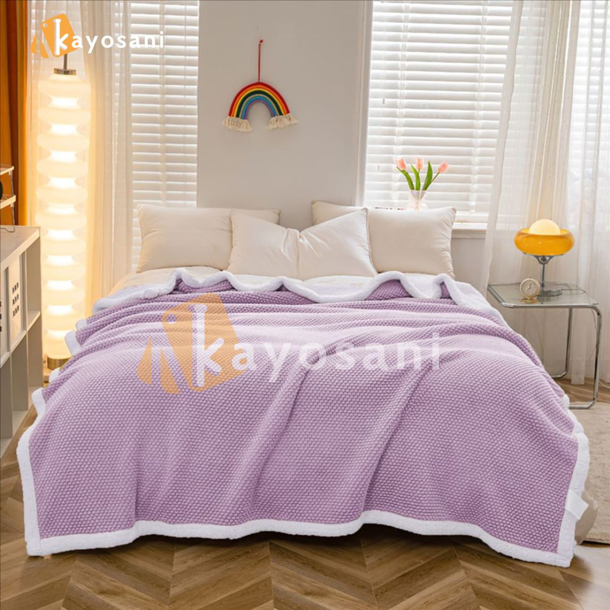 CASATEX - Manta Antialérgica Carnero Alto Relieve Lujo QUEEN LILA