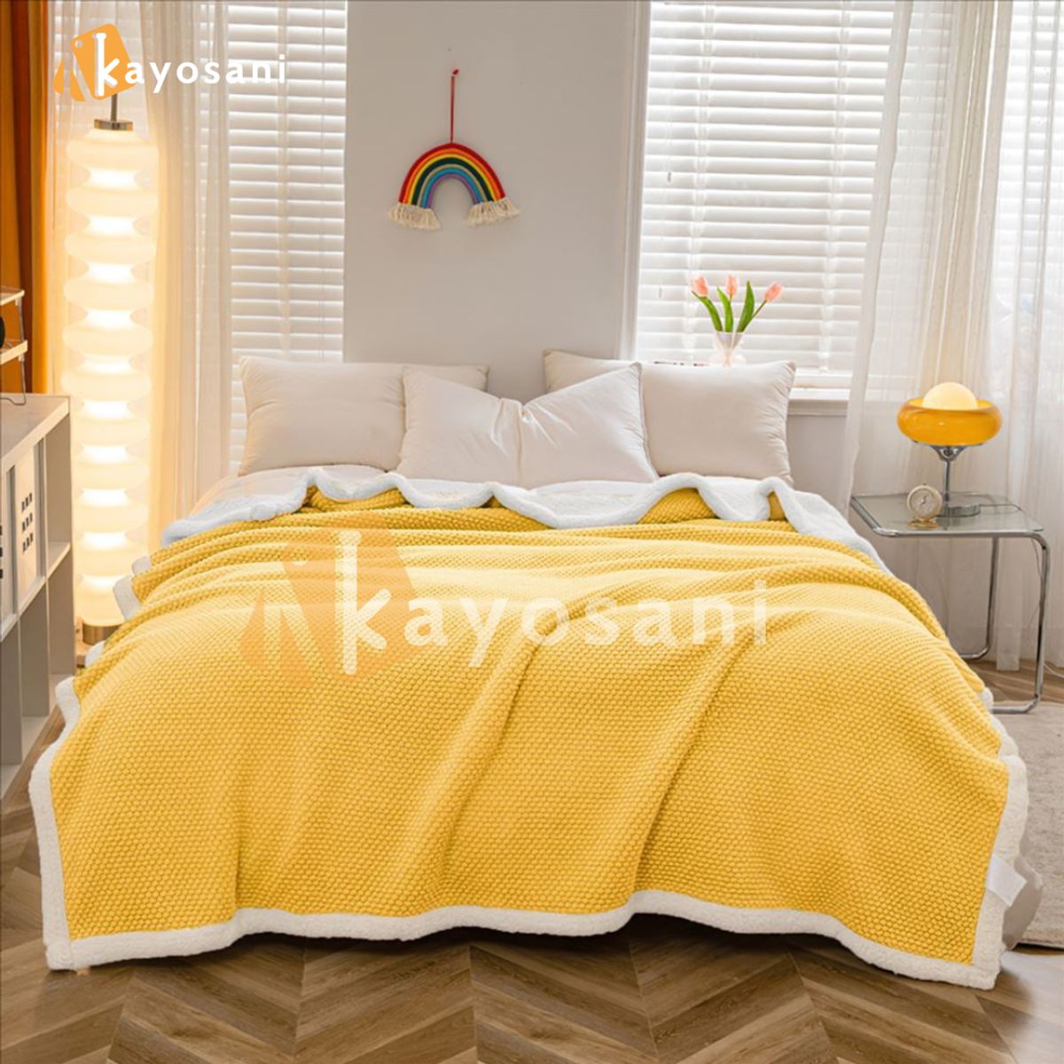 CASATEX - Manta Antialérgica Carnero Alto Relieve Lujo QUEEN YELLOW