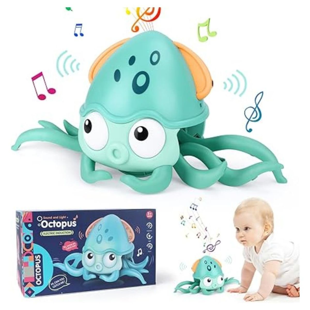 GENERICO - Pulpo Sensorial Interactivo Musical Recargable para Bebé