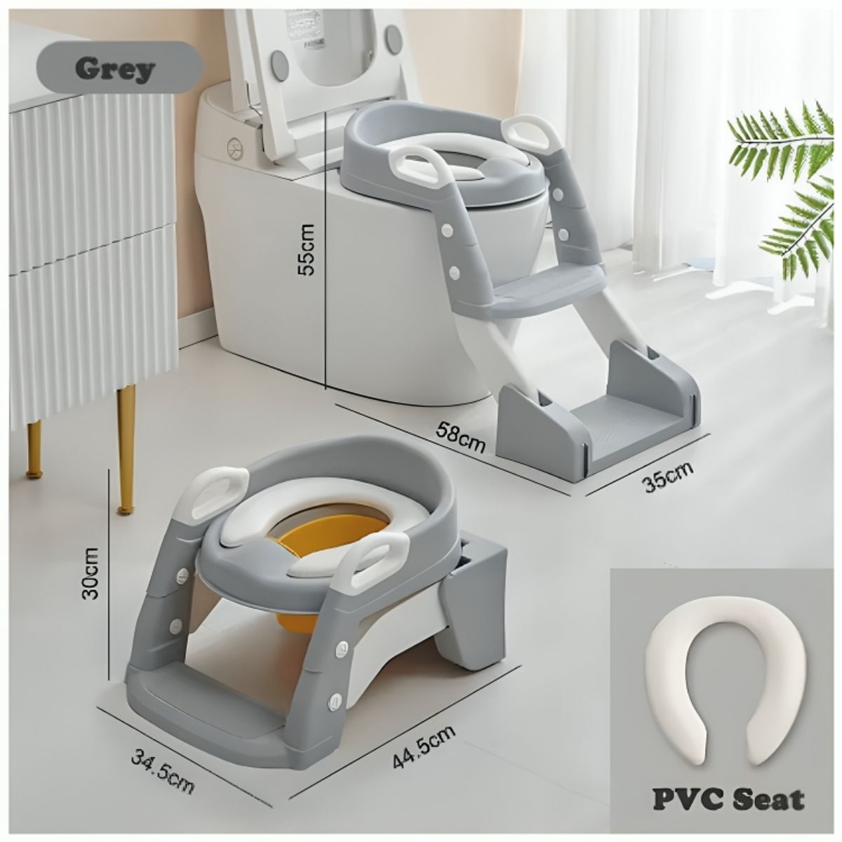 GENERICO - Escalera 2 en 1 Premium Asiento Incorporado para Ir Al Baño