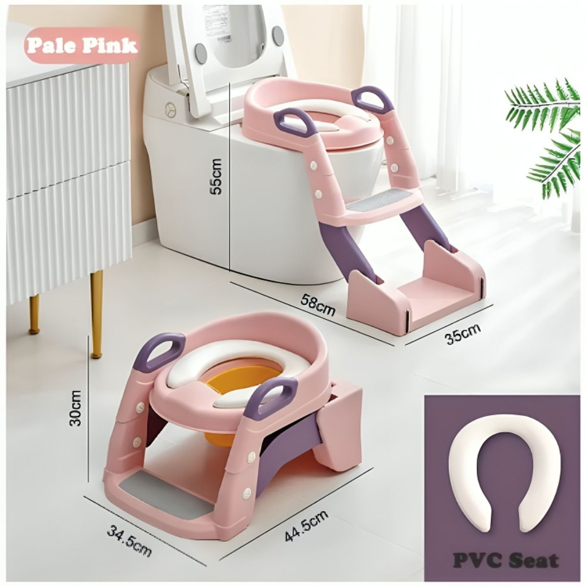 GENERICO - Escalera 2 en 1 Premium Asiento Incorporado para Ir Al Baño