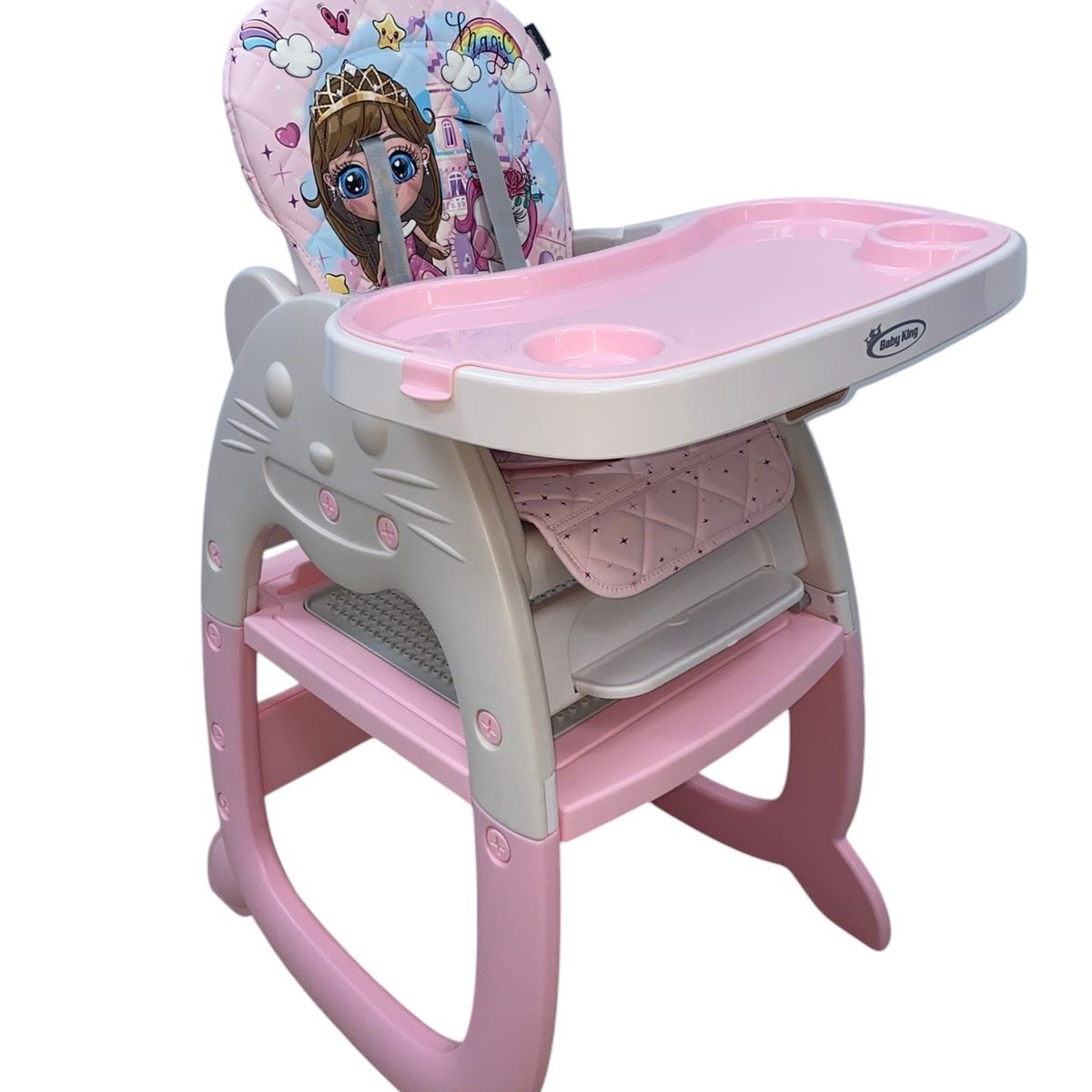 GENERICO - Silla comedor Para Bebé 4en1Escritorio Carpeta Mecedora Rosa
