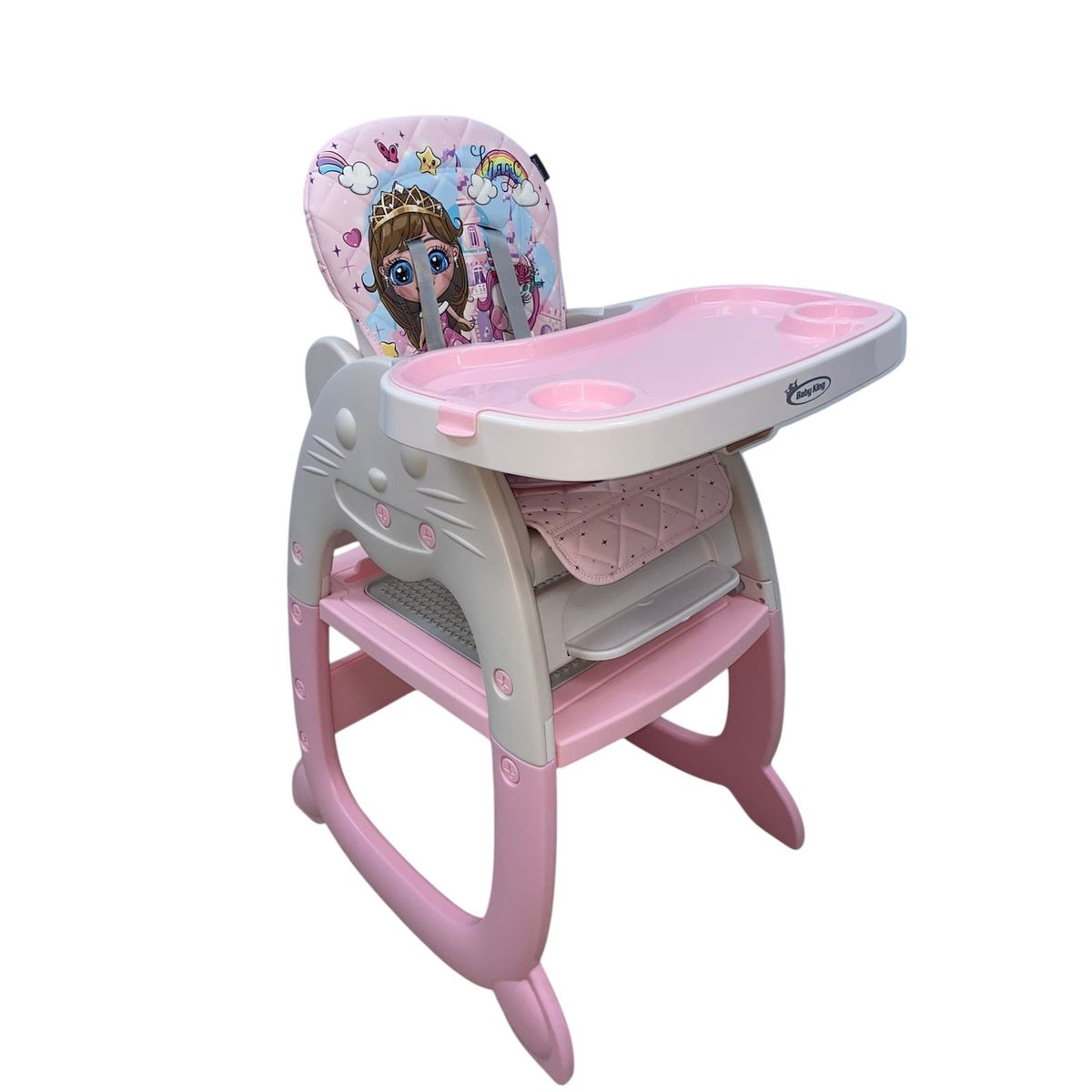 GENERICO - Silla comedor Para Bebé 4en1Escritorio Carpeta Mecedora Rosa