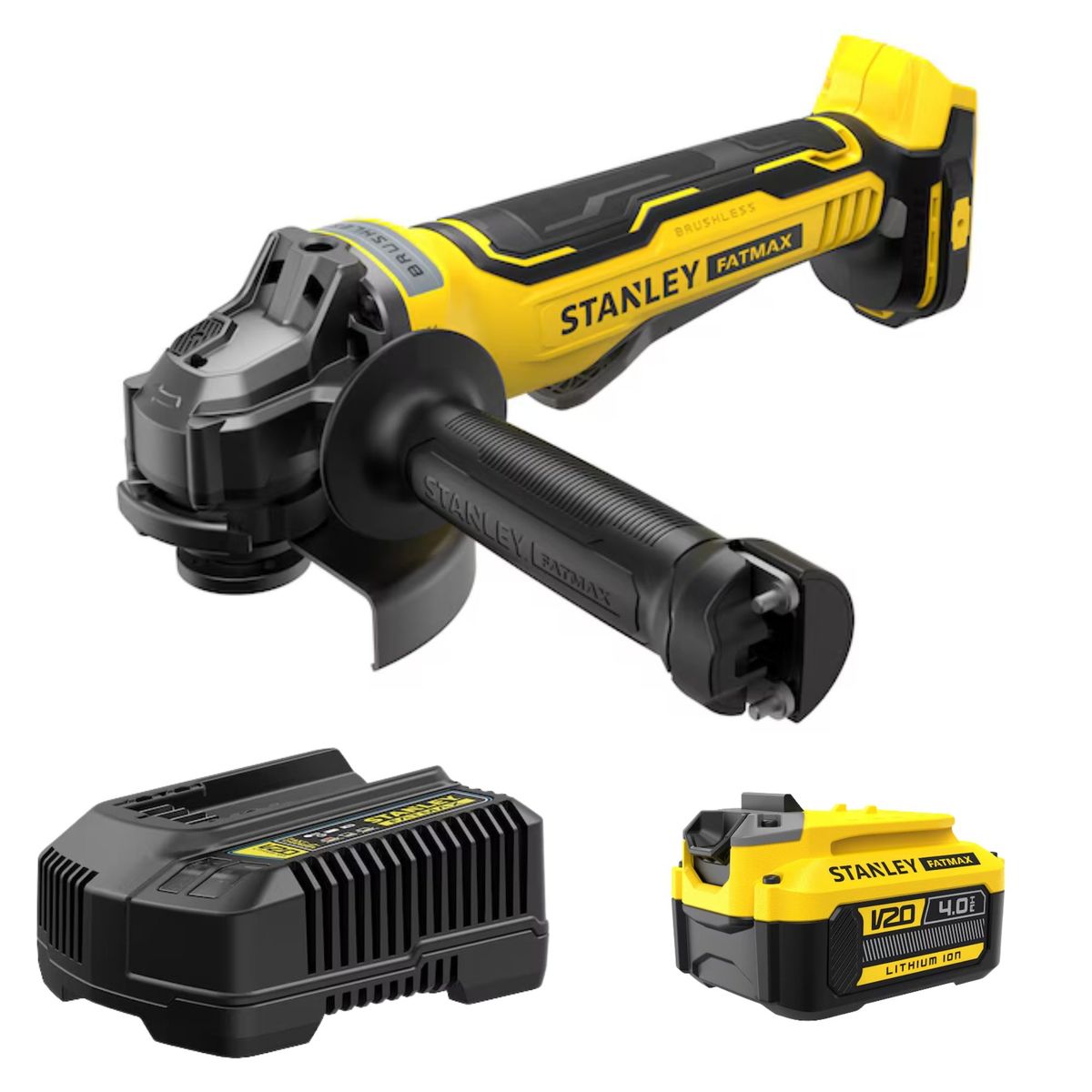 STANLEY - Amoladora Inalámbrica Brushless Esmeriladora 20V bateria 4A STANLEY