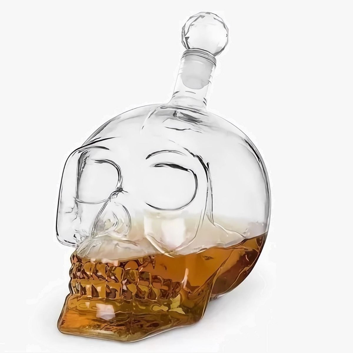 GENERICO - Set Licorera de Vidrio de 1 Litro + 4 Vasos Diseño Cráneo