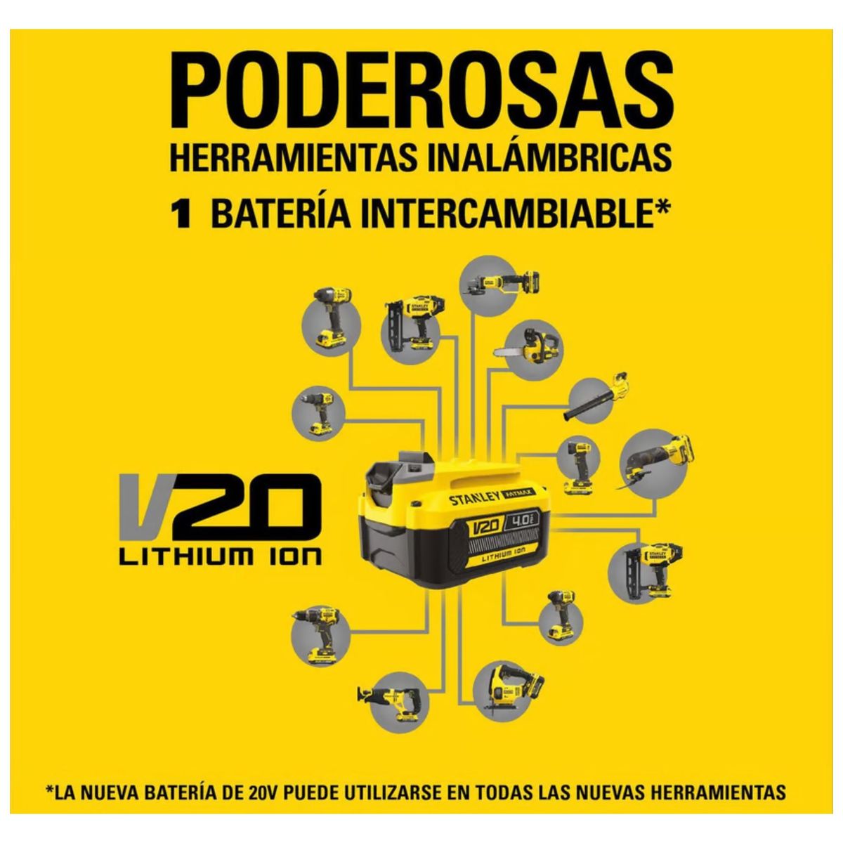 STANLEY - Bateria Stanley 20V 4A + Cargador 20V STANLEY