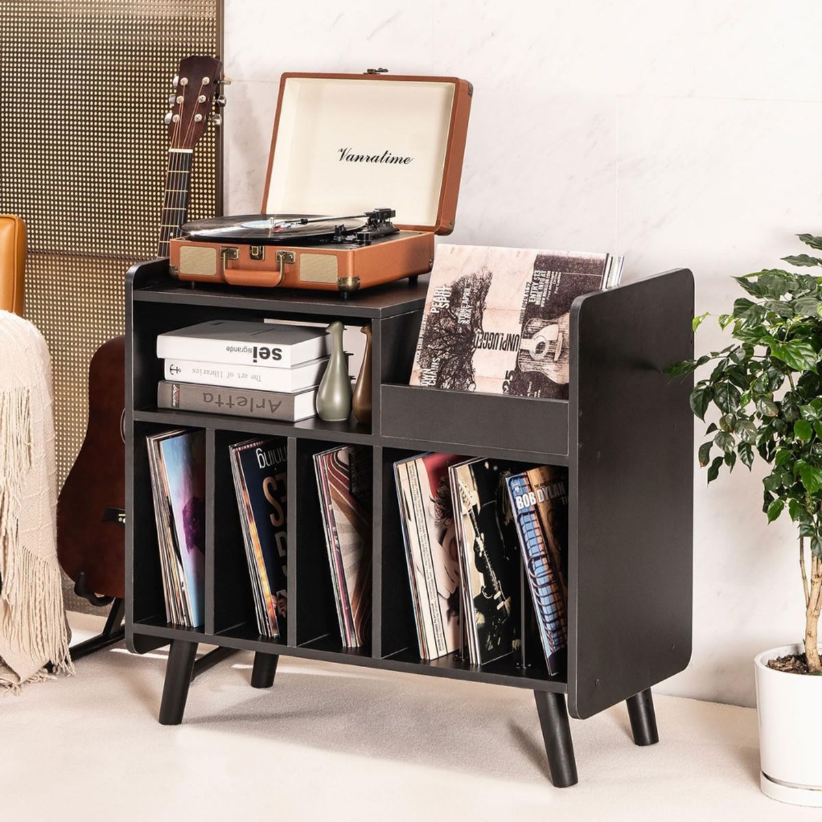 GENERICO - Mueble Estante Tocadisco Marc Negro Petrox Home