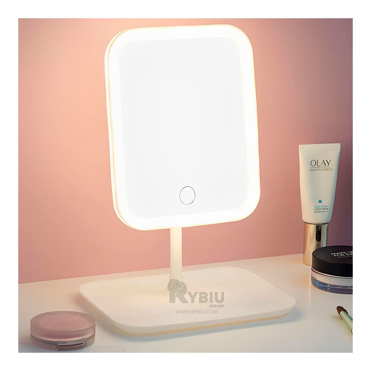 RYBIU IMPORT - Espejo de Maquillaje Led en Blanco Y+Papel de Regalo