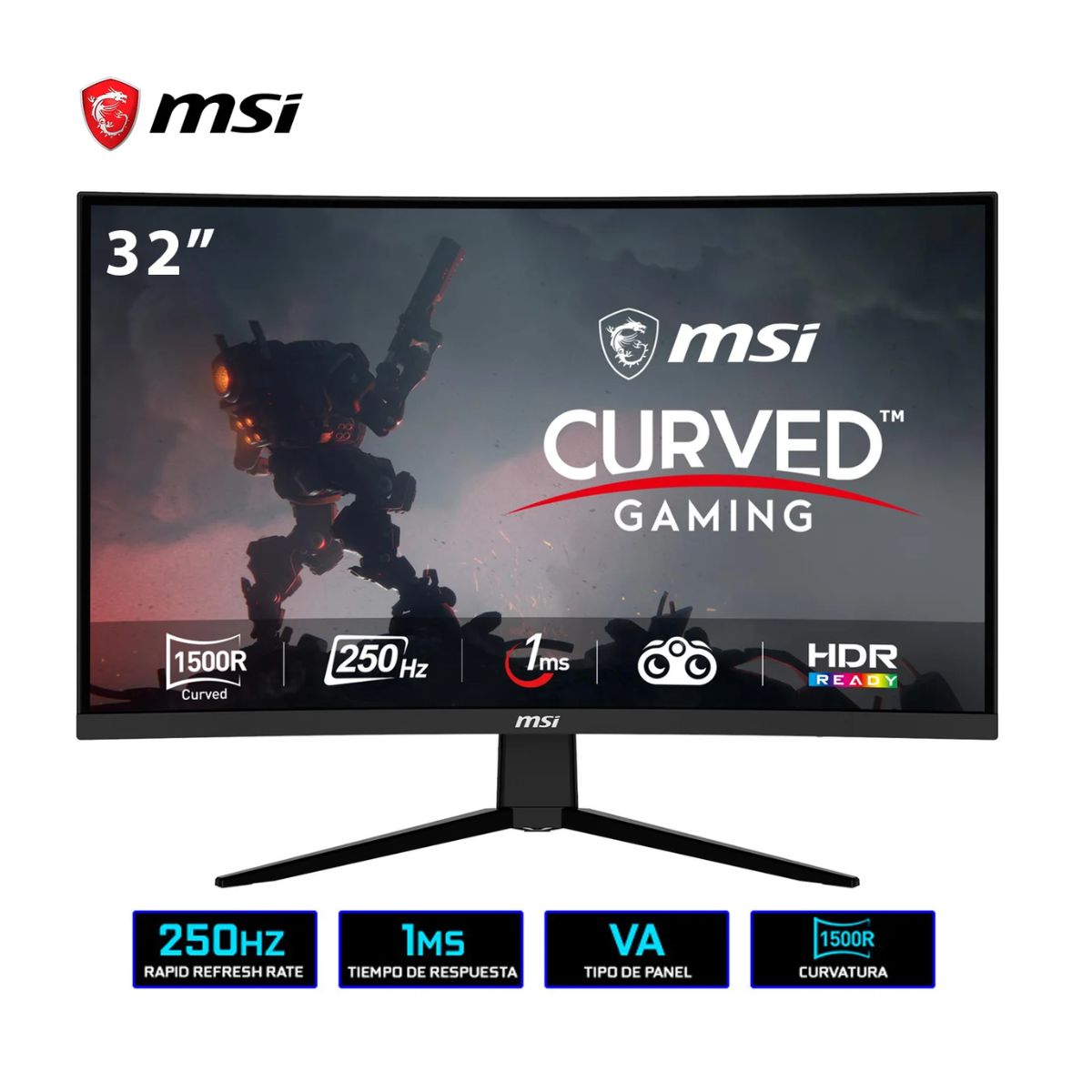 MSI - MONITOR PROFESIONAL GAMER CURVO MSI 32 G32C4X FHD 250HZ 1MS