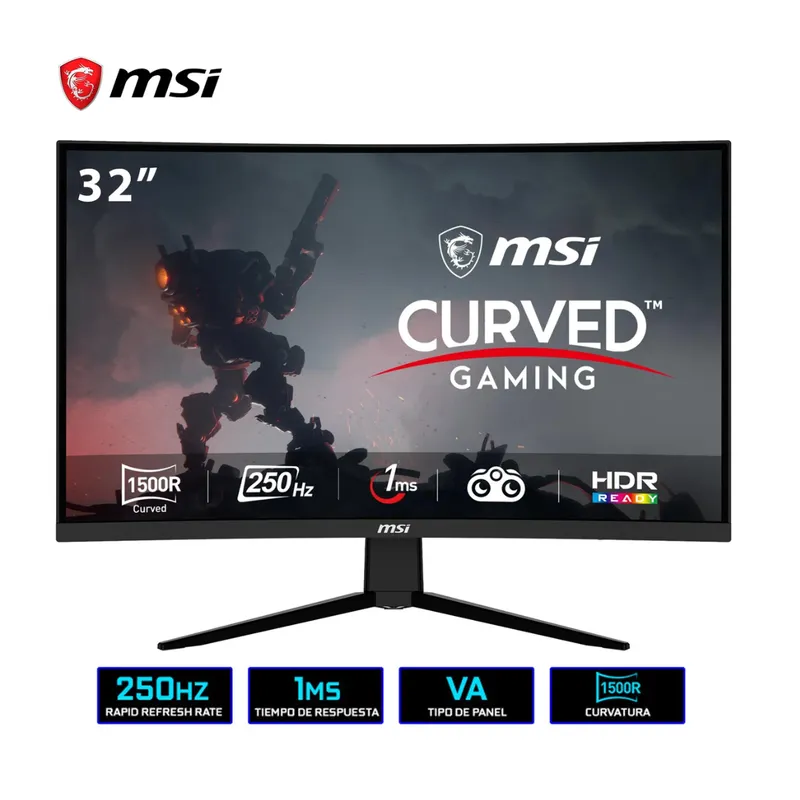 MSI - MONITOR PROFESIONAL GAMER CURVO MSI 32 G32C4X FHD 250HZ 1MS