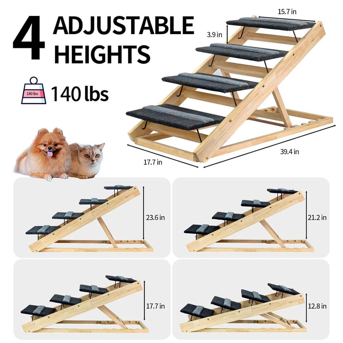 QUE PATAS PET SHOP - Rampa 2 en 1 - 4 Escalones