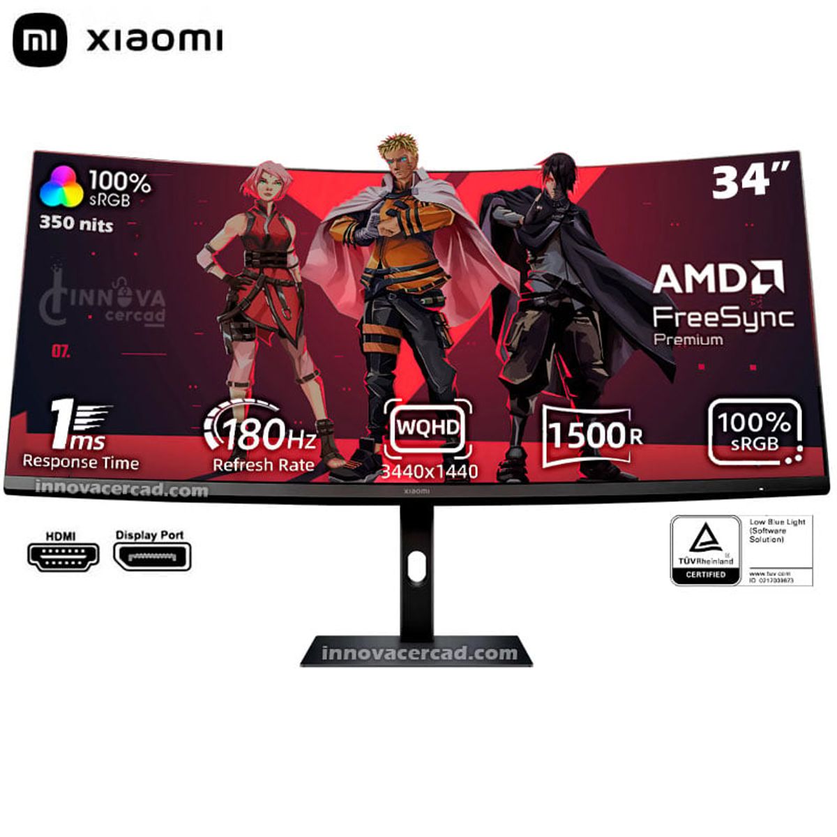 XIAOMI - Monitor Xiaomi Curvo Gaming G34WQi de 34 WQHD 3440x1440 180Hz 1ms