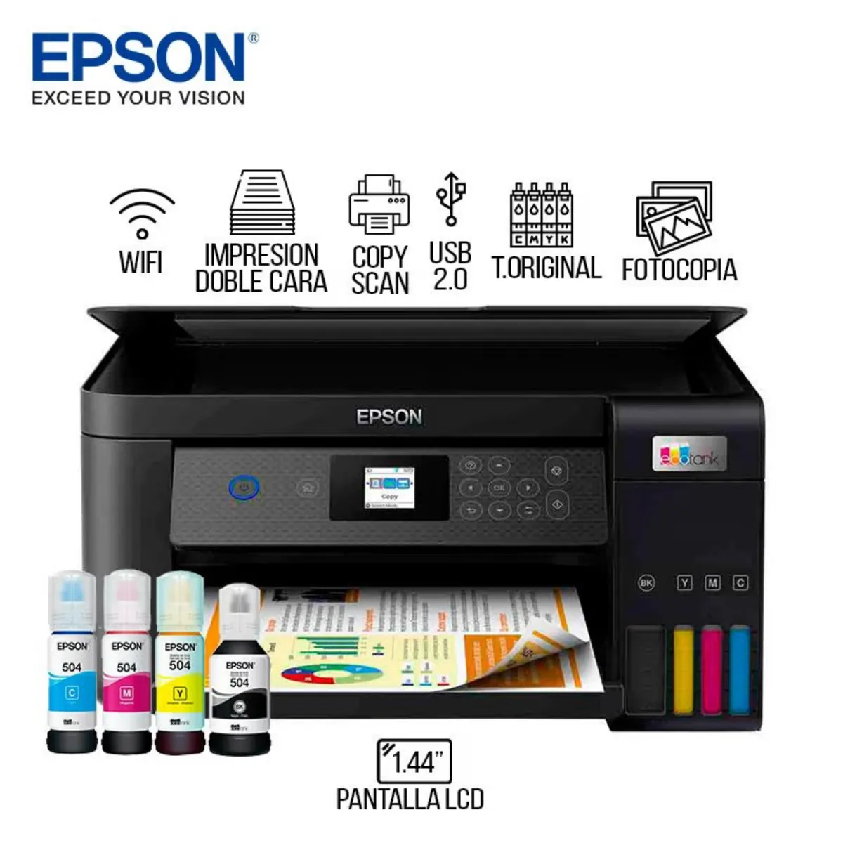 EPSON - Impresora Multifuncional EcoTank L4260 WIFI - Duplex - Pantalla LCD