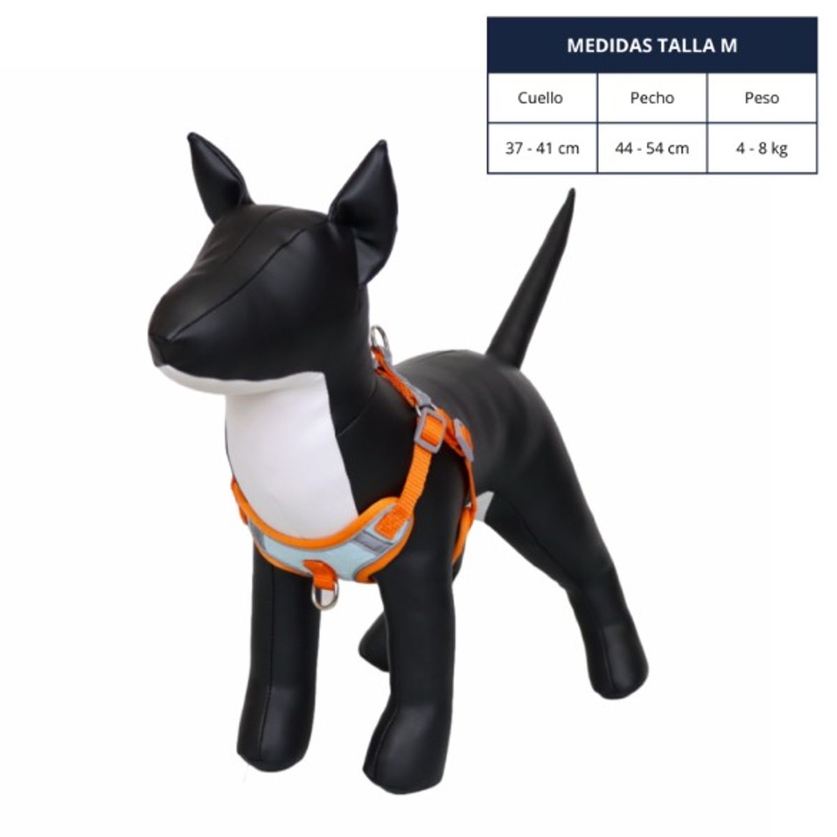 GENERICO - ARNÉS TALLA M CELESTE Y NARANJA REFLECTANTE PARA PERROS