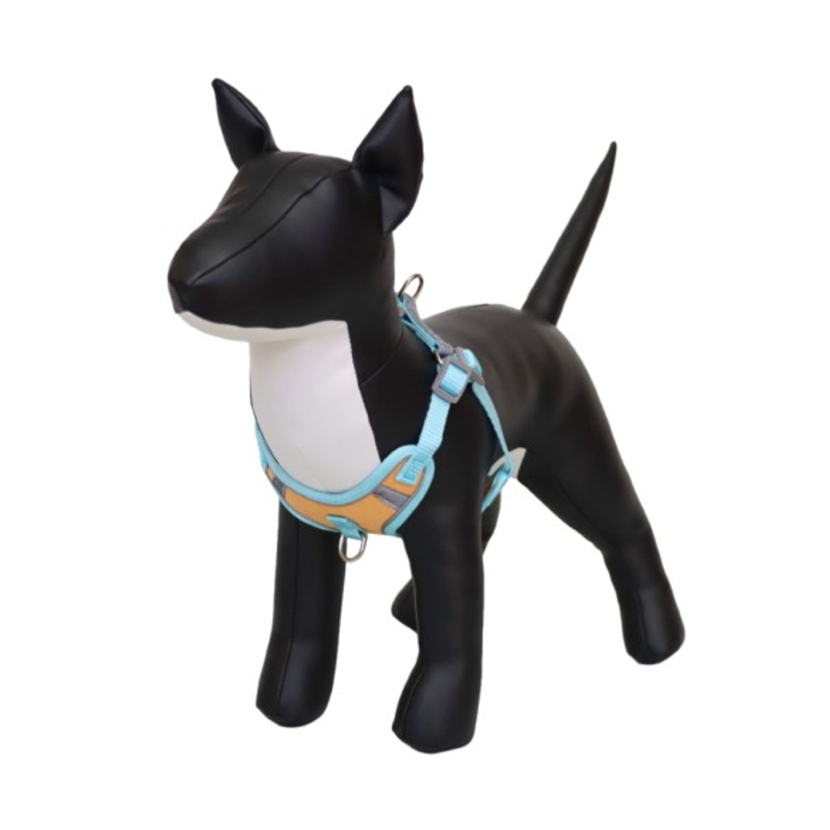 GENERICO - ARNÉS TALLA L NARANJA Y CELESTE REFLECTANTE PARA PERROS