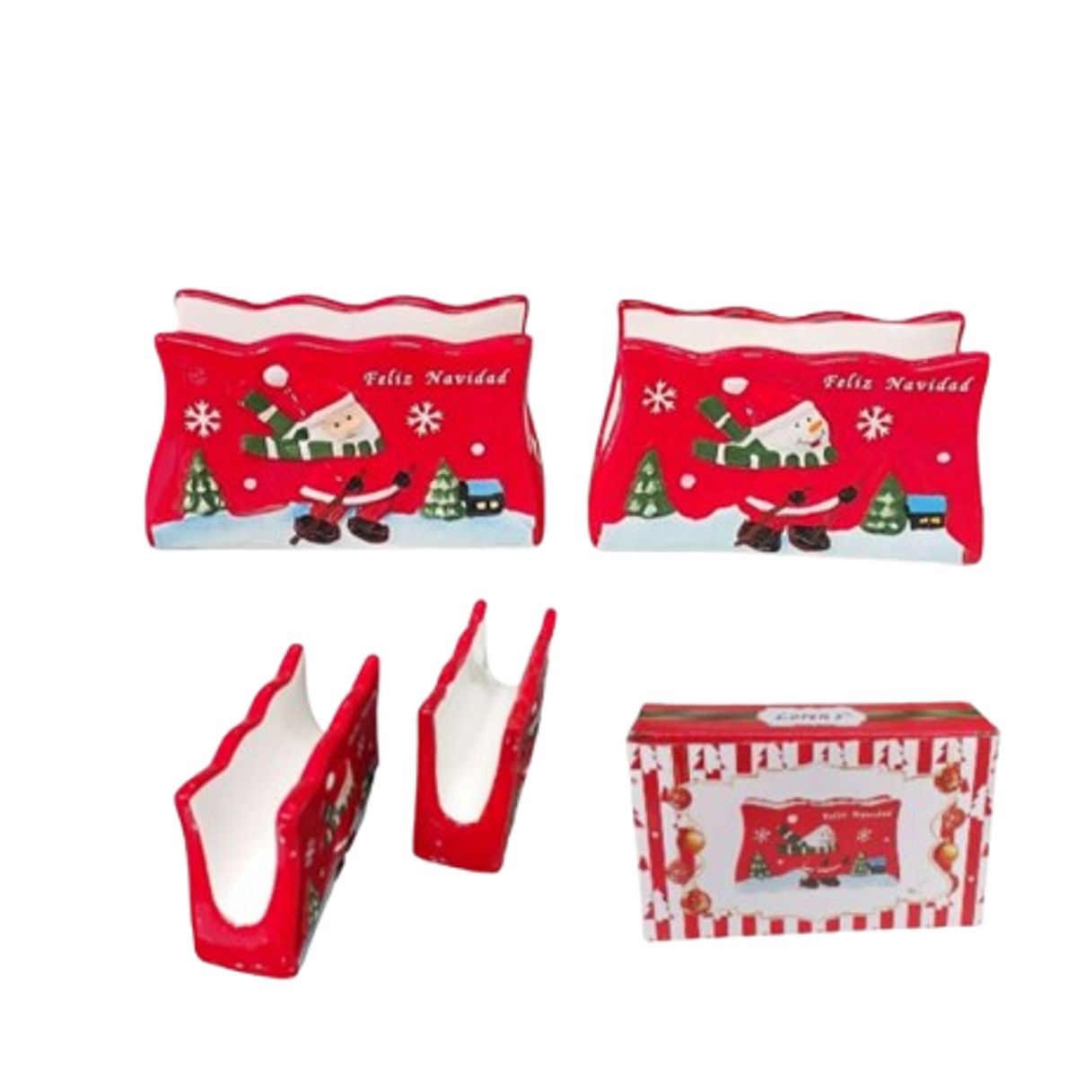 GENERICO - Servilletero Navideño Rojo Muñeco de Nieve