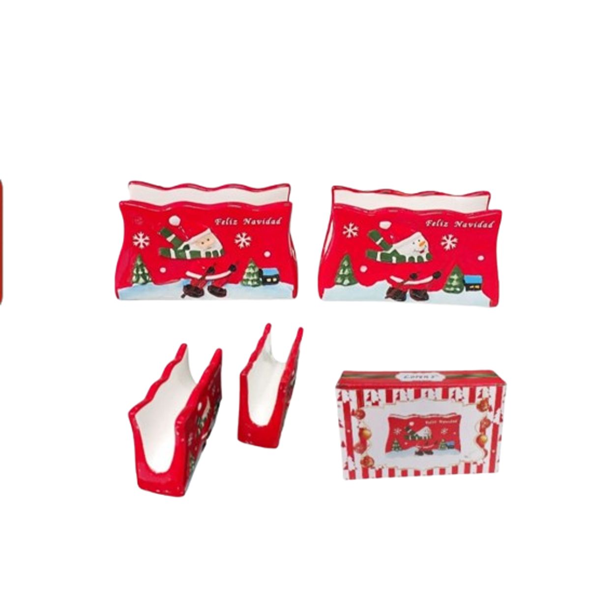 GENERICO - Servilletero Navideño Rojo Muñeco de Nieve