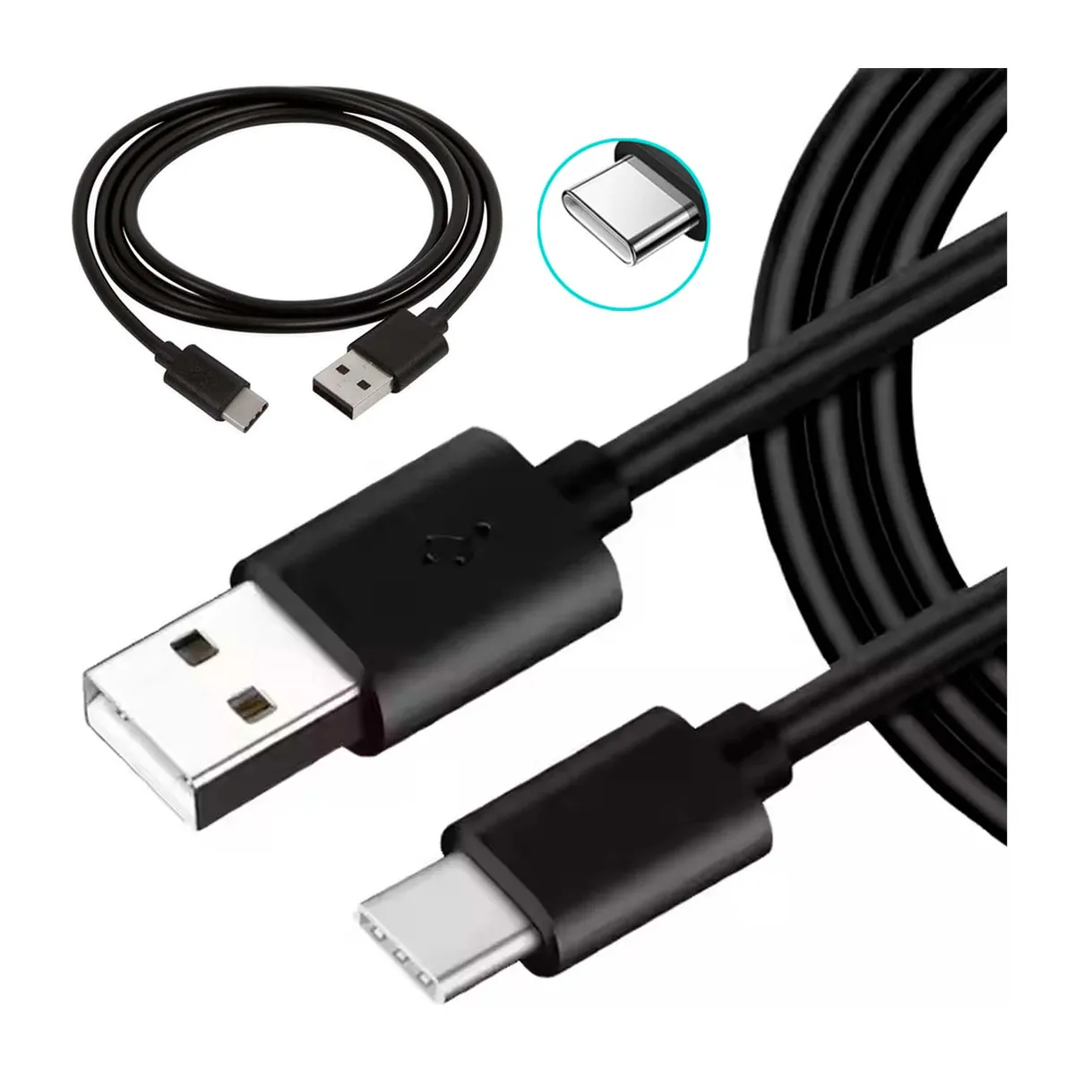 GENERICO - CABLE DE CARGADOR TIPO-C A USB 1M CELULAR PC LAPTOP NEGRO