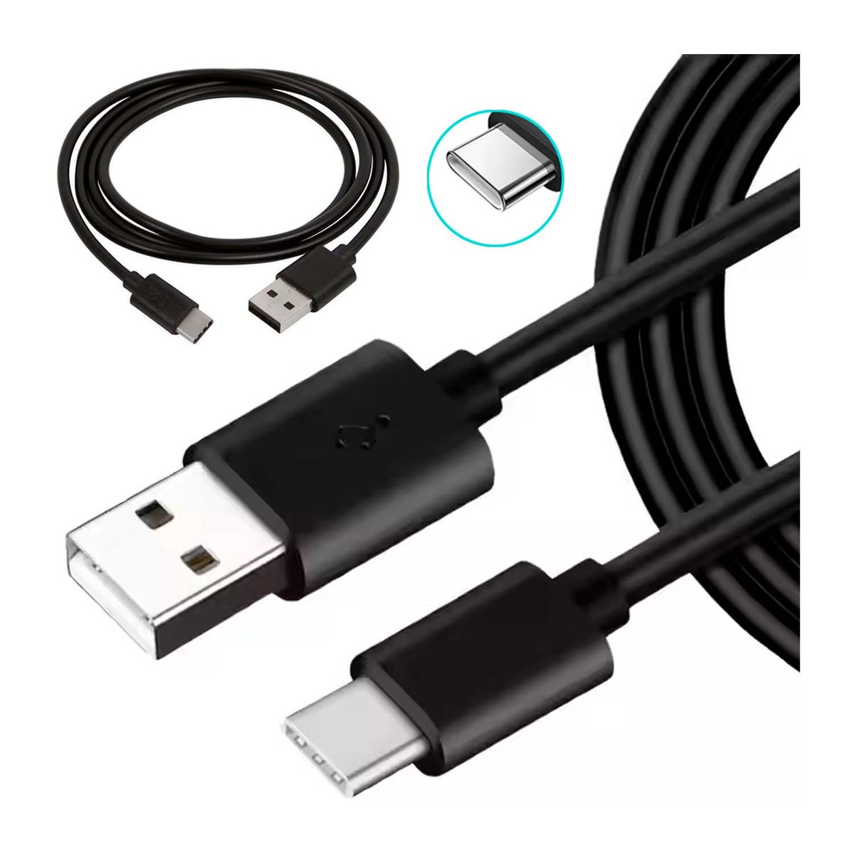 GENERICO - CABLE DE CARGADOR TIPO-C A USB 1M CELULAR PC LAPTOP NEGRO