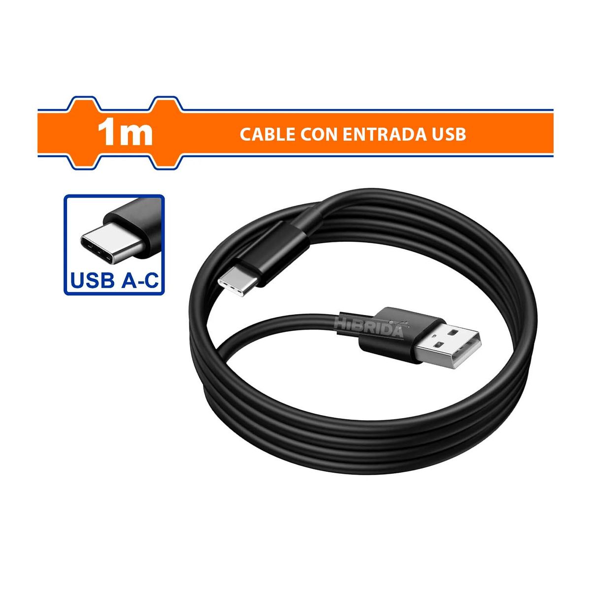 GENERICO - CABLE DE CARGADOR TIPO-C A USB 1M CELULAR PC LAPTOP NEGRO