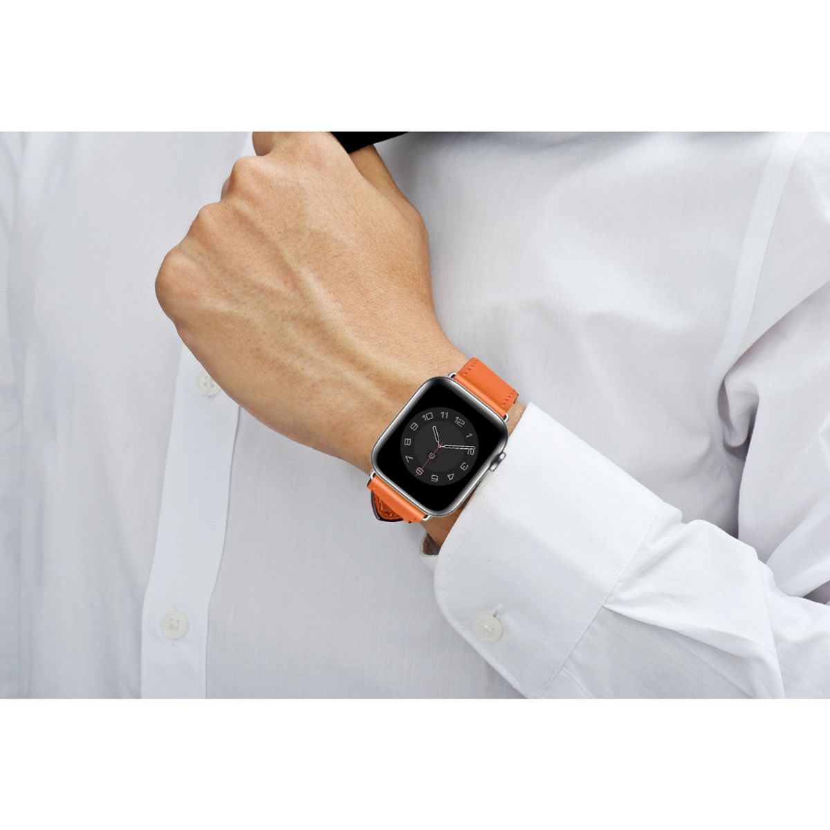 WIWU - Correa Cuero genuino apple watch -42mm-44mm-45mm-49mm -NARANJA -WIWU