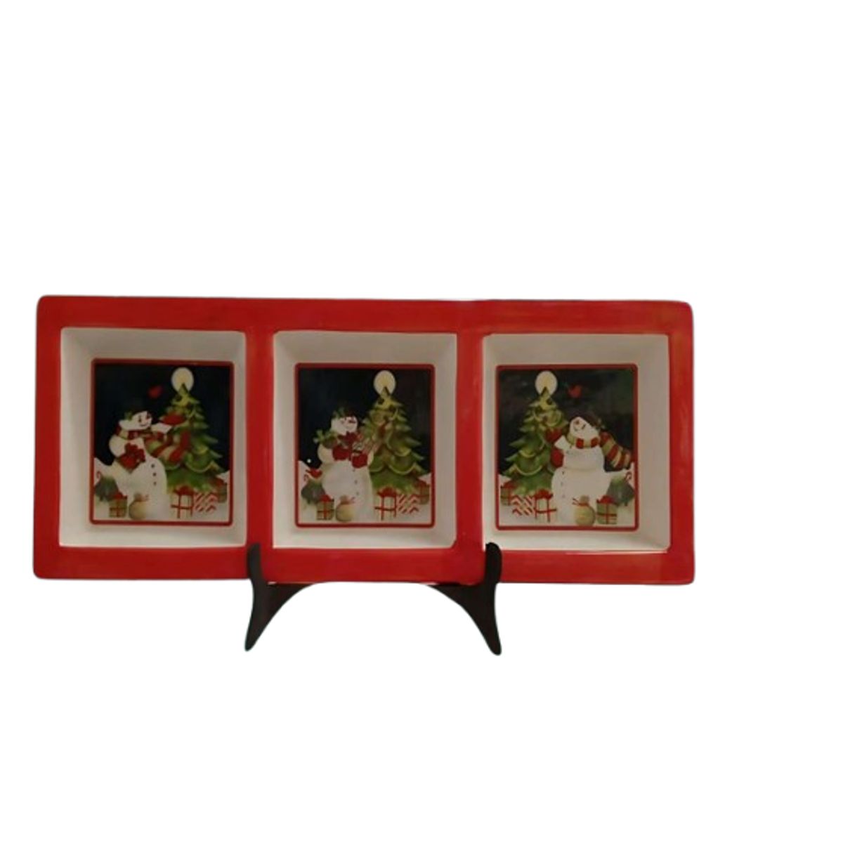 GENERICO - Bandeja salsera Navideña con 3 divisiones