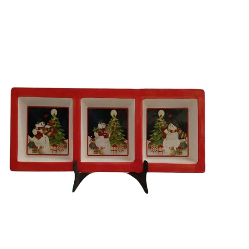 GENERICO - Bandeja salsera Navideña con 3 divisiones