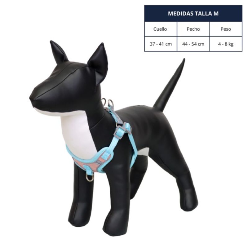 GENERICO - ARNÉS TALLA M ROSADO Y CELESTE REFLECTANTE PARA PERROS