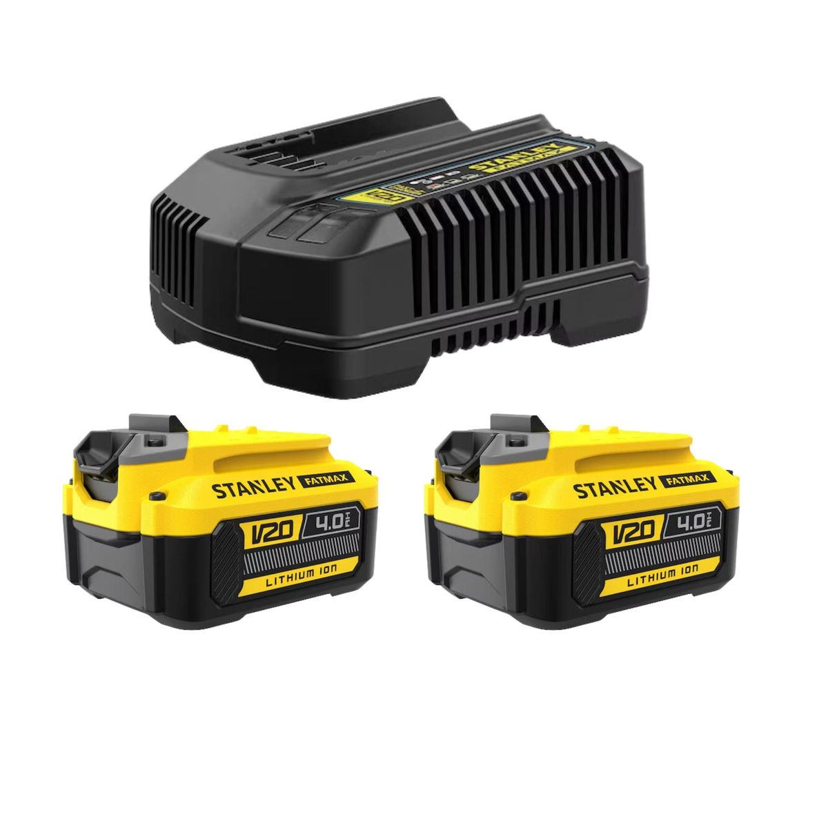 STANLEY - Baterias STANLEY 20V 4A 2 UNIDADES + Cargador 20V KIT TUYA STANLEY