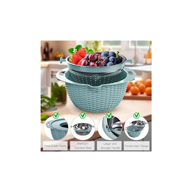WELL BEING - Colador de Cocina 4 en 1 – Con Tazón, Tapa y Múltiples Usos
