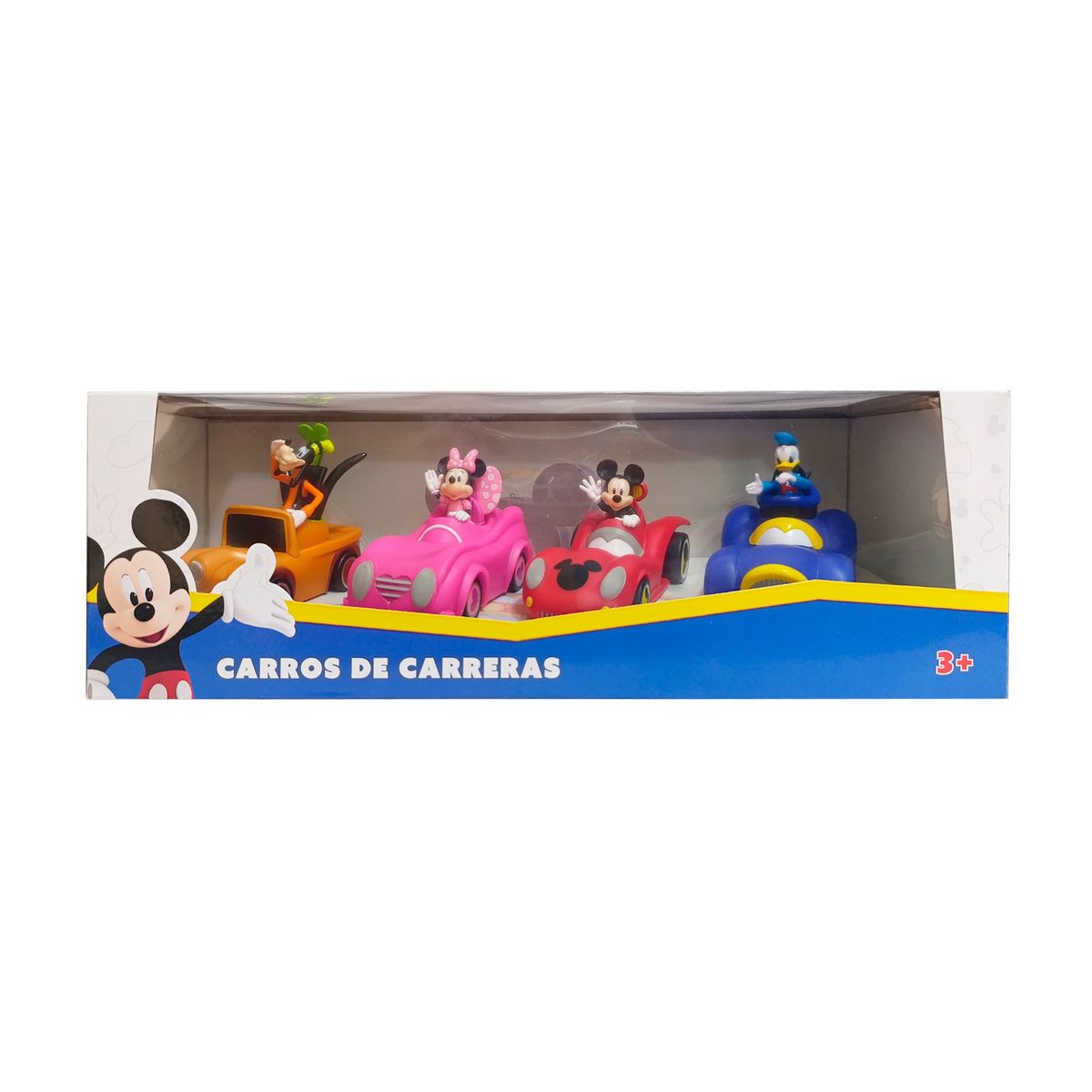 MICKEY MOUSE - SET DE VEHÍCULOS RODADA LIBRE DE MICKEY MINNIE DONALD Y GOOFY