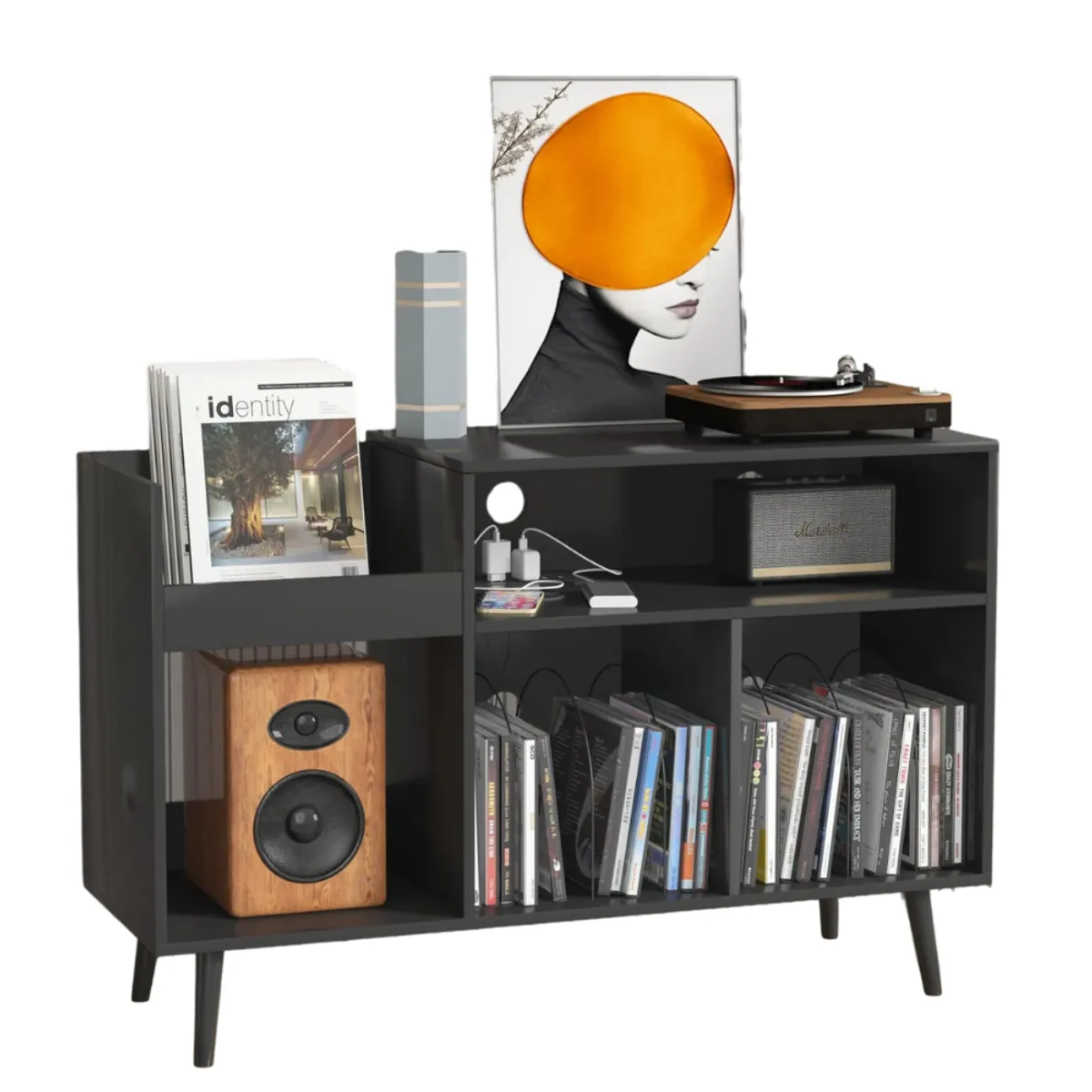 GENERICO - Mueble Estante Tocadisco Arath Negro Petrox Home