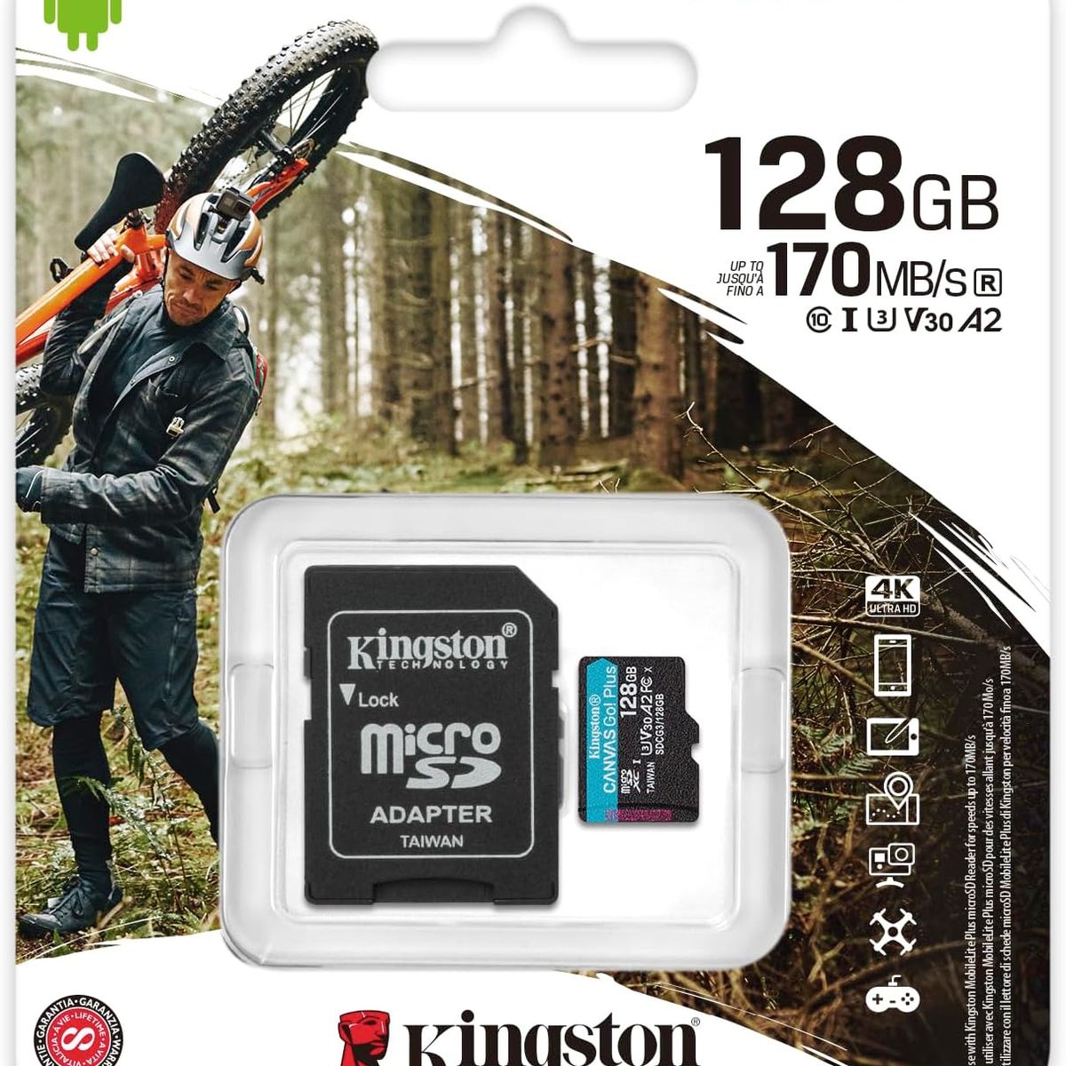 KINGSTON - MEMORIA MICRO SD KINGSTON DE 128GB GO PLUS 170MBS