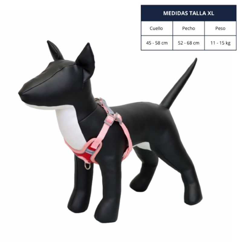 GENERICO - ARNÉS TALLA XL ROJO Y ROSADO REFLECTANTE PARA PERROS